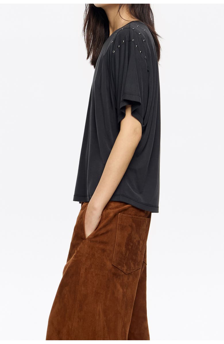 Bimba y Lola Shoulder Studs T-Shirt, Alternate, color, Washed Black