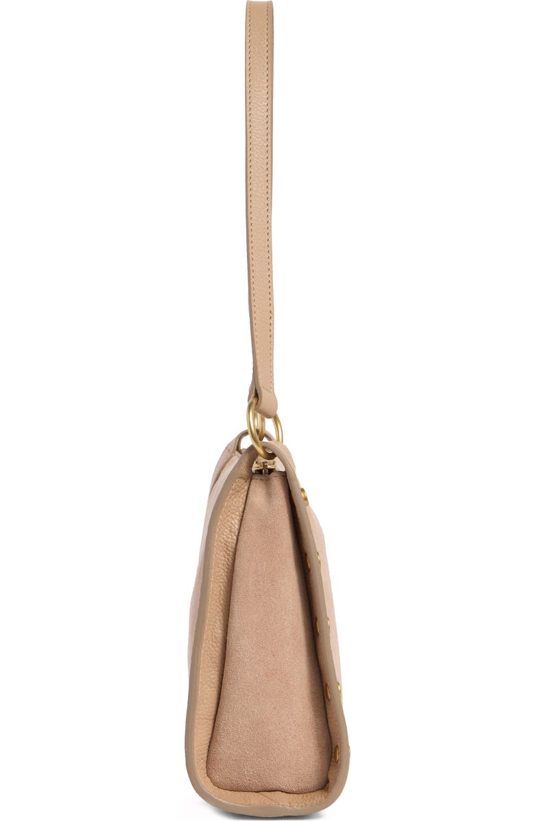 Vince Camuto Lisha Studded Leather Shoulder Bag, Alternate, color, Light Brown