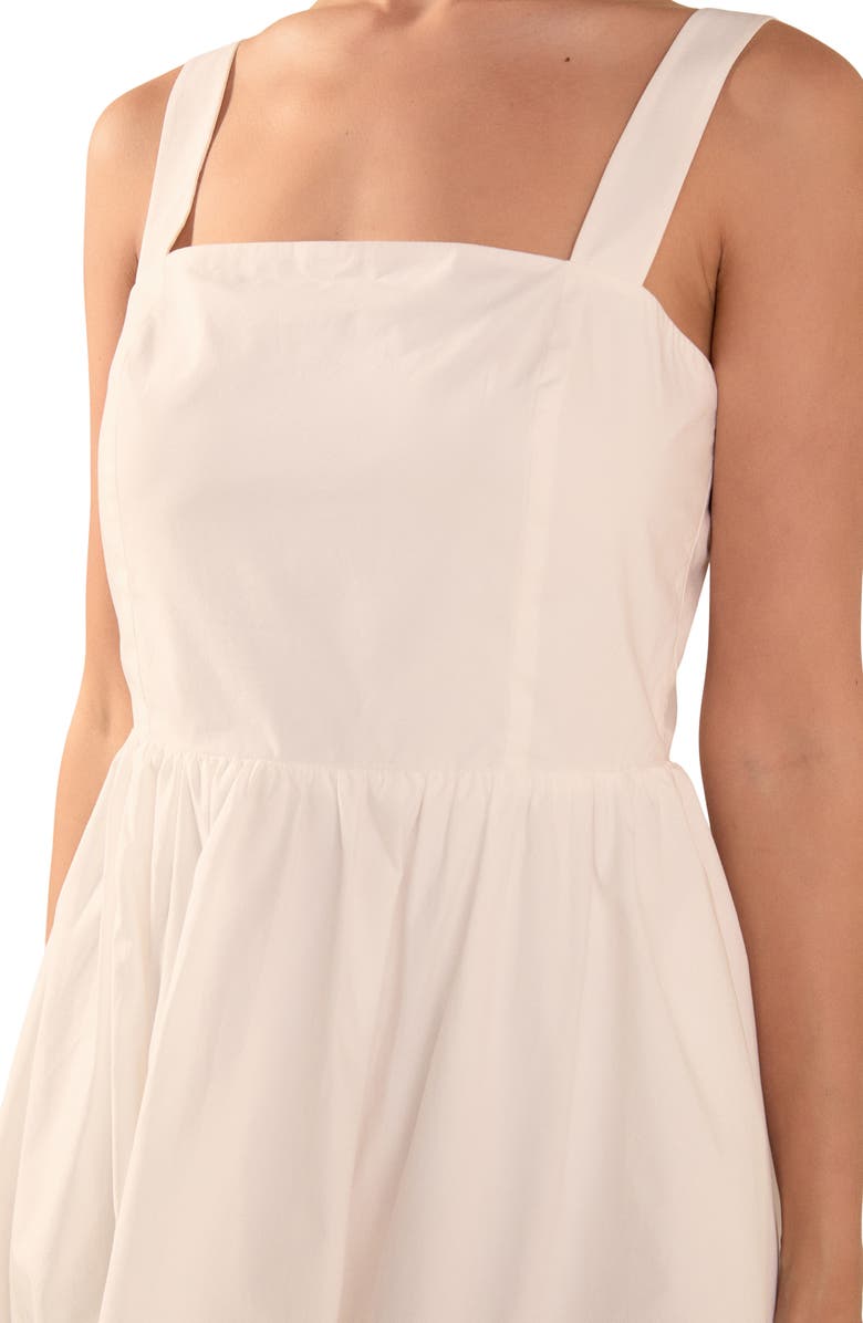 Endless Rose Square Neck Bubble Hem Cotton Minidress, Alternate, color, Off White