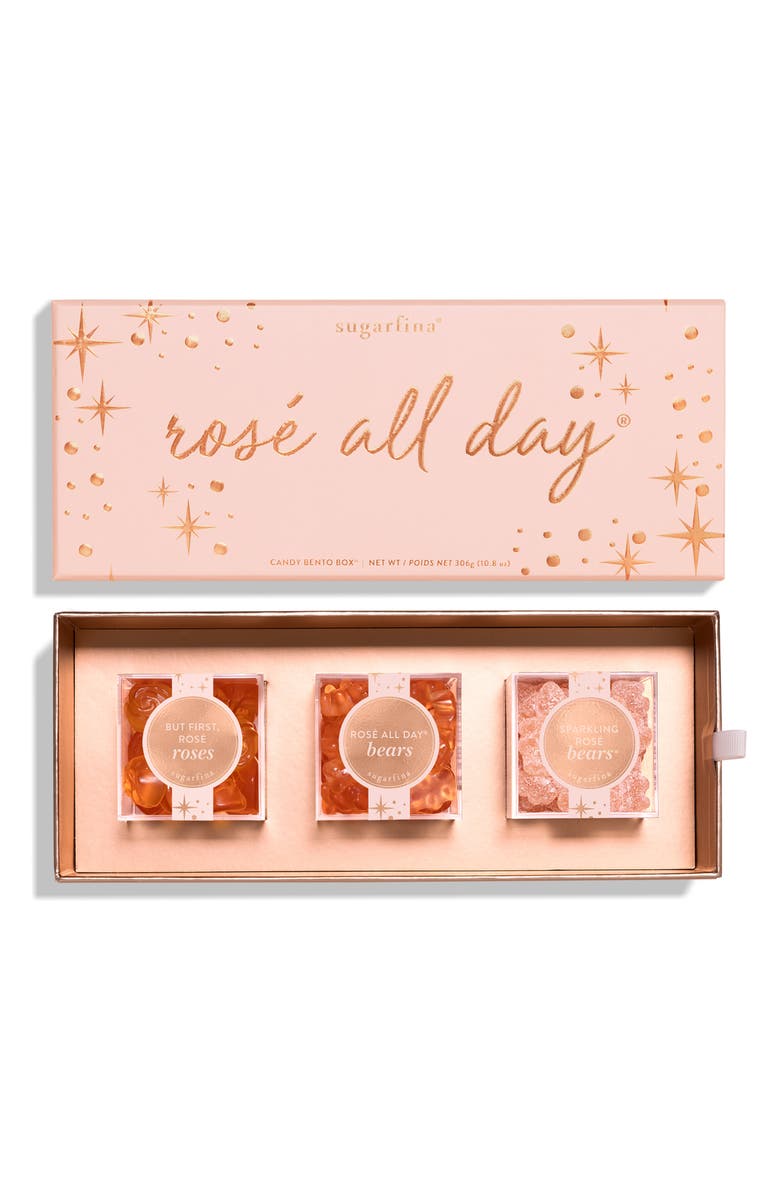 sugarfina Rosé All Day<sup>®</sup> 3-Piece Candy Bento Box, Main, color,
