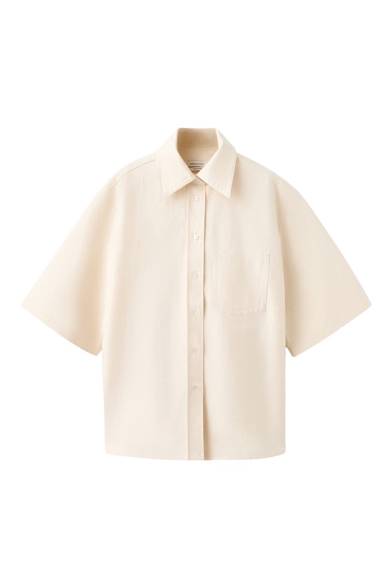 Cotton Blend Tie Back Button-Up Shirt, Alternate, color, BEIGE
