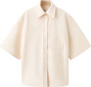 MANGO Cotton Blend Tie Back Button-Up Shirt