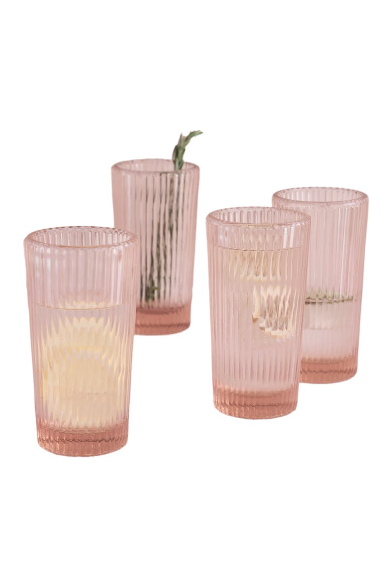 Pink Tall Glasses - Set of 4, Main, color, Clear