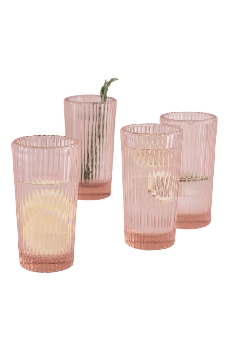 The Collective Home Pink Tall Glasses - Set of 4, Main, color, Clear