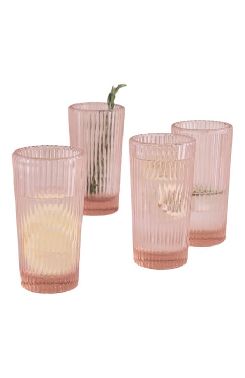 Pink Tall Glasses - Set of 4