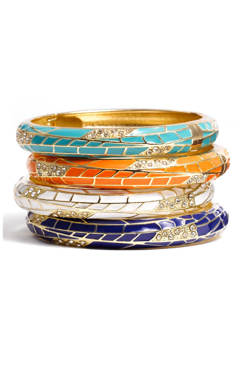 Small Insect Wing Enamel Bangle, Main, color, ORANGE/ GOLD