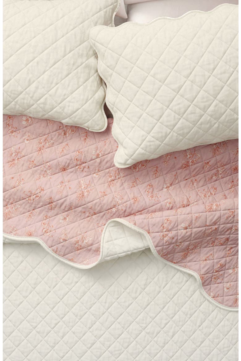 Floral Scalloped Cotton Quilt & Sham Set, Alternate, color, SPRING PETALS PEACH