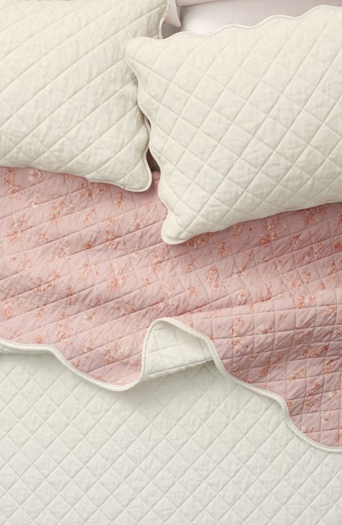 Woven & Weft Floral Cotton Quilt & Sham Set In Spring Petals Peach