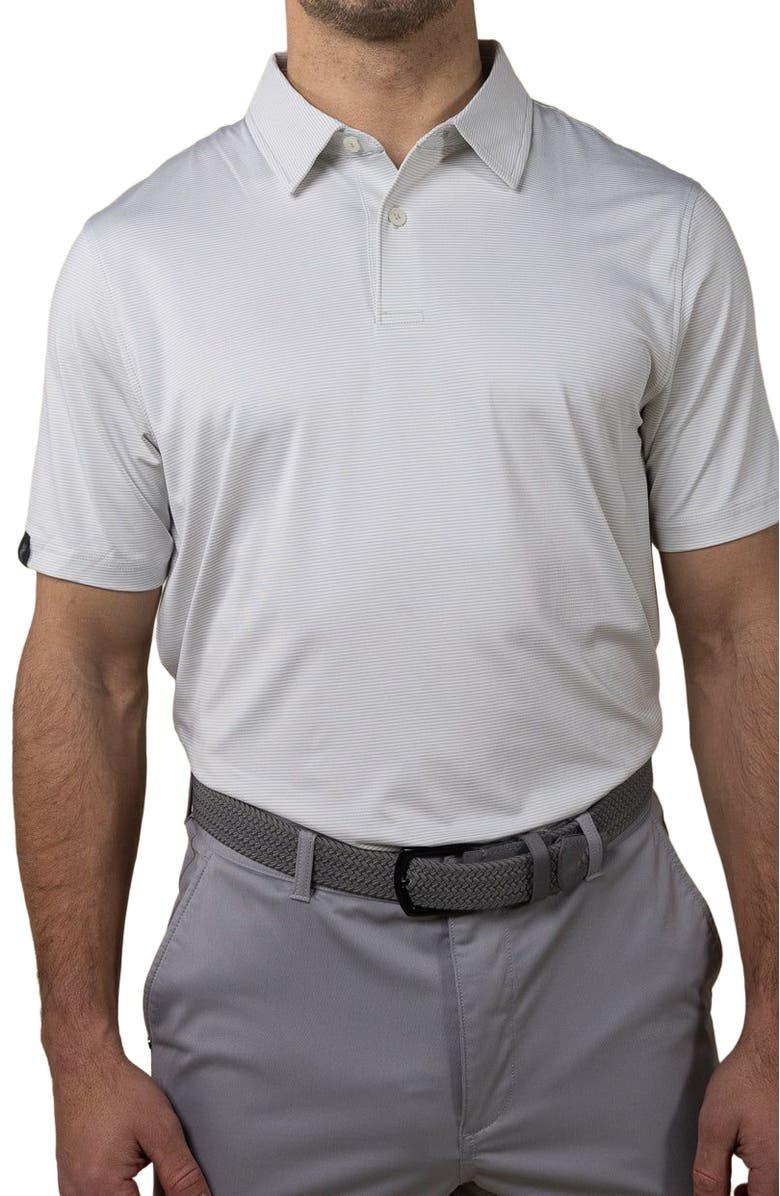 ASHWORTH GOLF Bunker Stripe Polo, Alternate, color, Stone Grey
