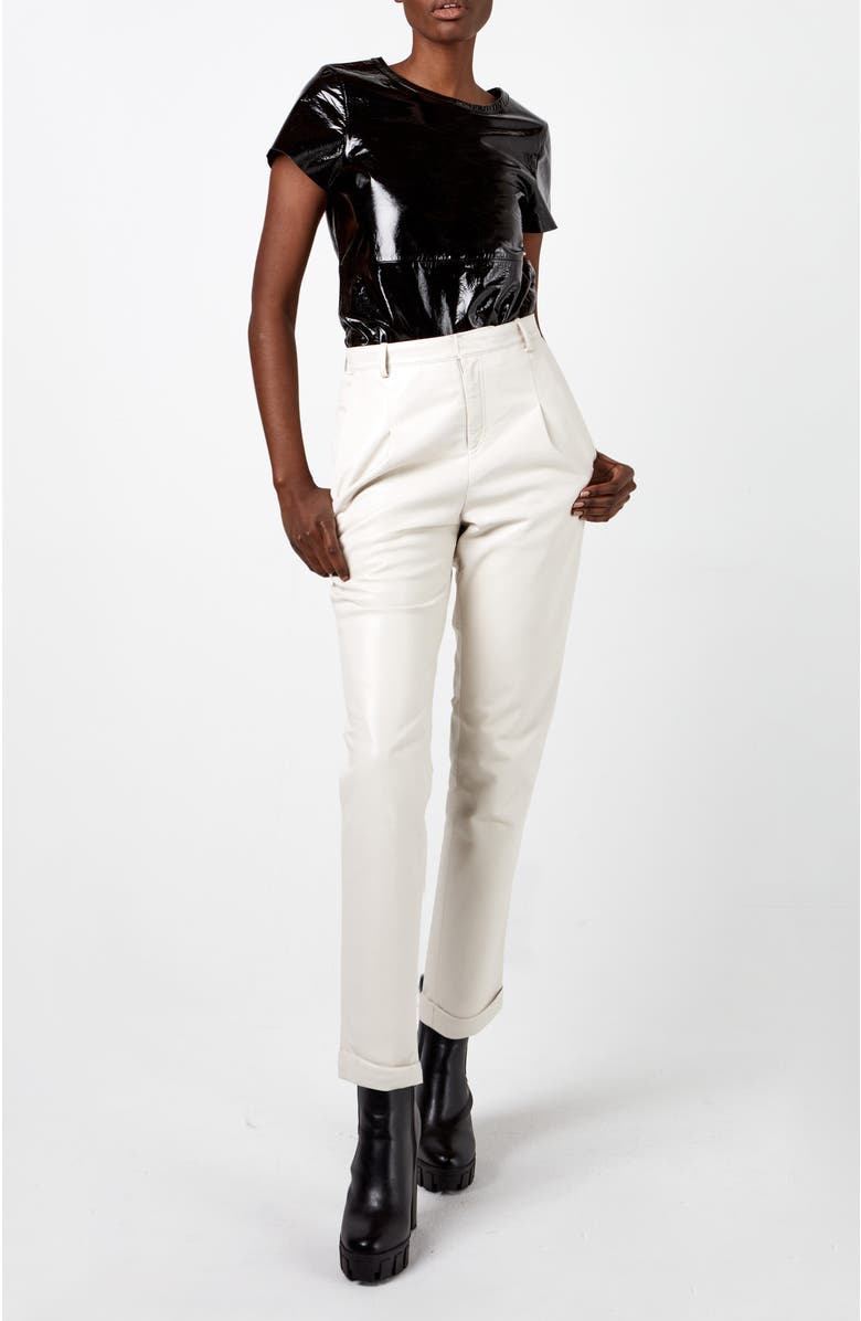 AS by DF New Guard Recycled Leather Tee, Alternate, color, Black