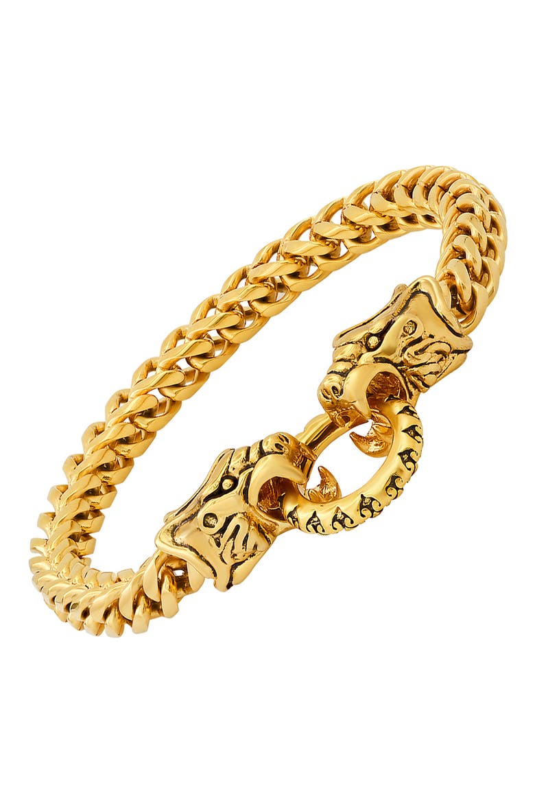 18k Gold Plated Stainless Steel Dragon Cuff Bracelet, Alternate, color, YELLOW