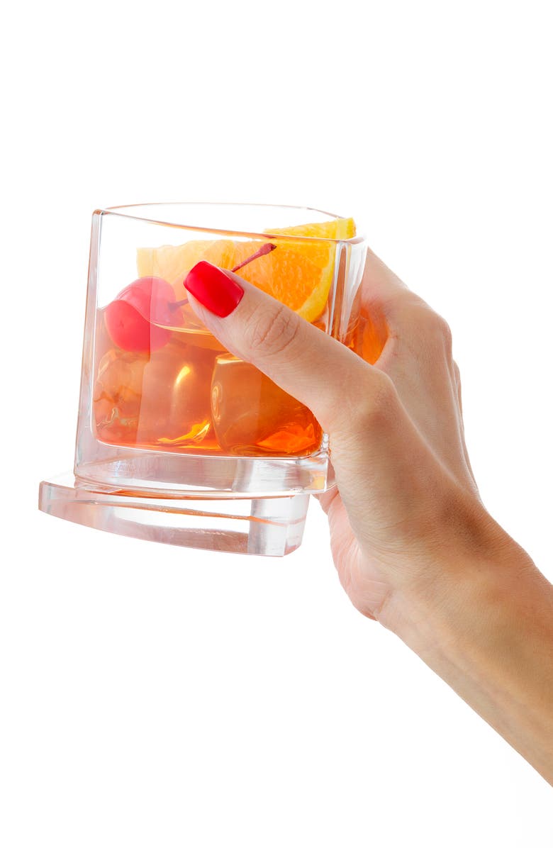 JoyJolt Aqua Vitae Triangle Off Base Set of 2 Whiskey Glasses, Alternate, color, Clear