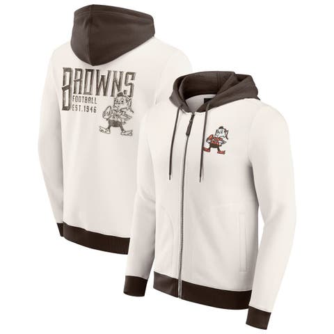 Men's Darius Rucker Collection by Fanatics Cream Cleveland Browns Distressed Graphics Full-Zip Hoodie