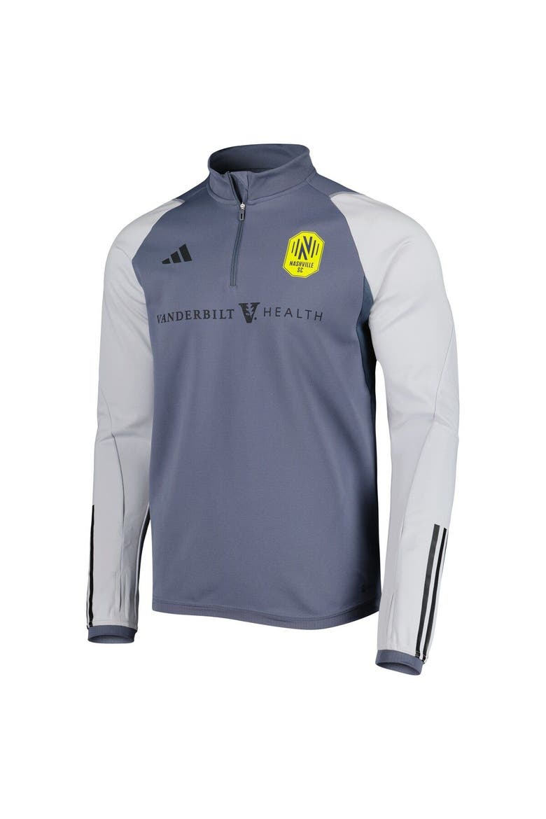 Men's adidas Gray Nashville SC 2023 On-Field AEROREADY Quarter-Zip Training Top, Alternate, color, Gray