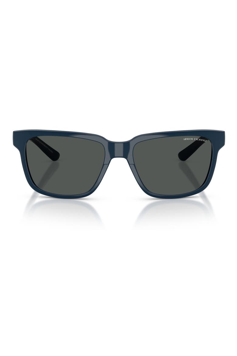 56mm Square Sunglasses, Main, color, SHINY NAVY BLUE / SMOKE