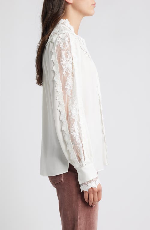 Kobi Halperin Miguel Lace Trim Silk Button-up Shirt In White
