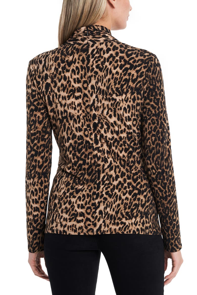 Leopard Print Twist Neck Top, Alternate, color, RICH BLACK