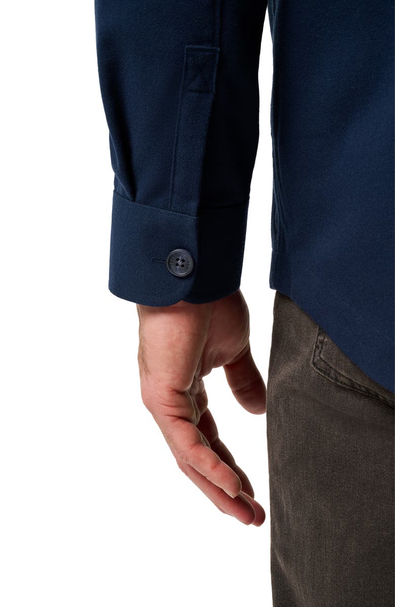 TravisMathew Wanna Bet Stretch Poplin Button-Up Shirt Jacket, Alternate, color, Total Eclipse