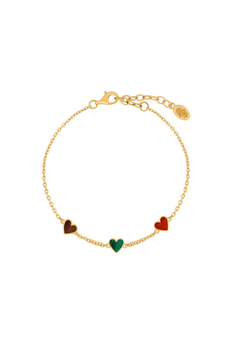 Heart’s Desire Multi-Stone Heart Bracelet, Main, color, Gold