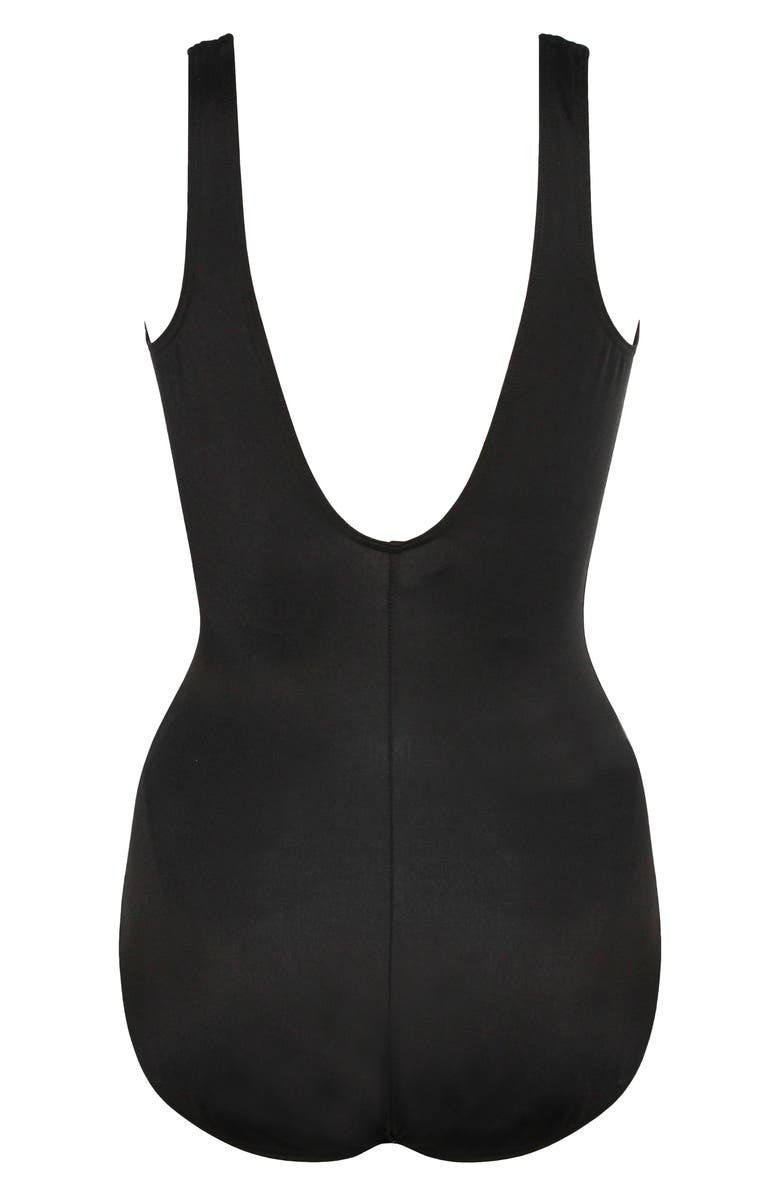 Miraclesuit<sup>®</sup> Razzle Dazzle Zip-Up One-Piece Swimsuit, Alternate, color, Black