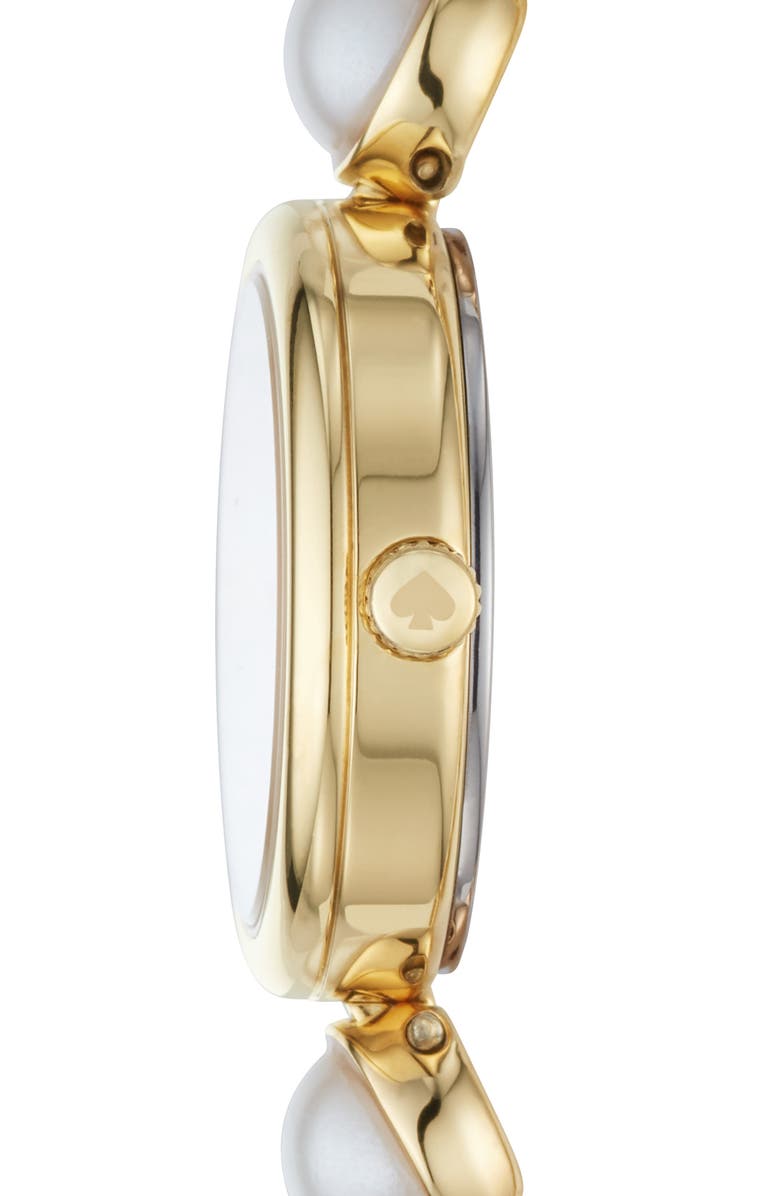Kate Spade New York monroe imitation pearl bracelet watch, 24mm, Alternate, color, White