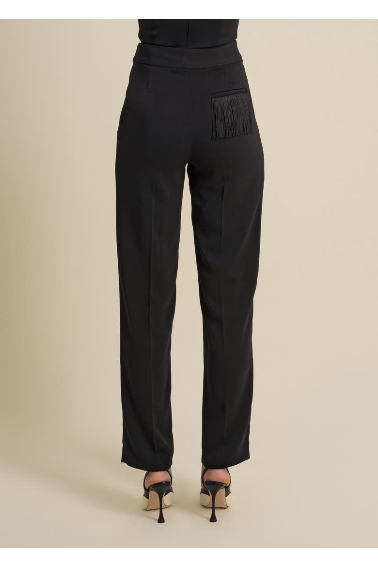 Medusa Fringe Loose-Fit Double-Pleat Stretch Crepe Trousers, Alternate, color, Black