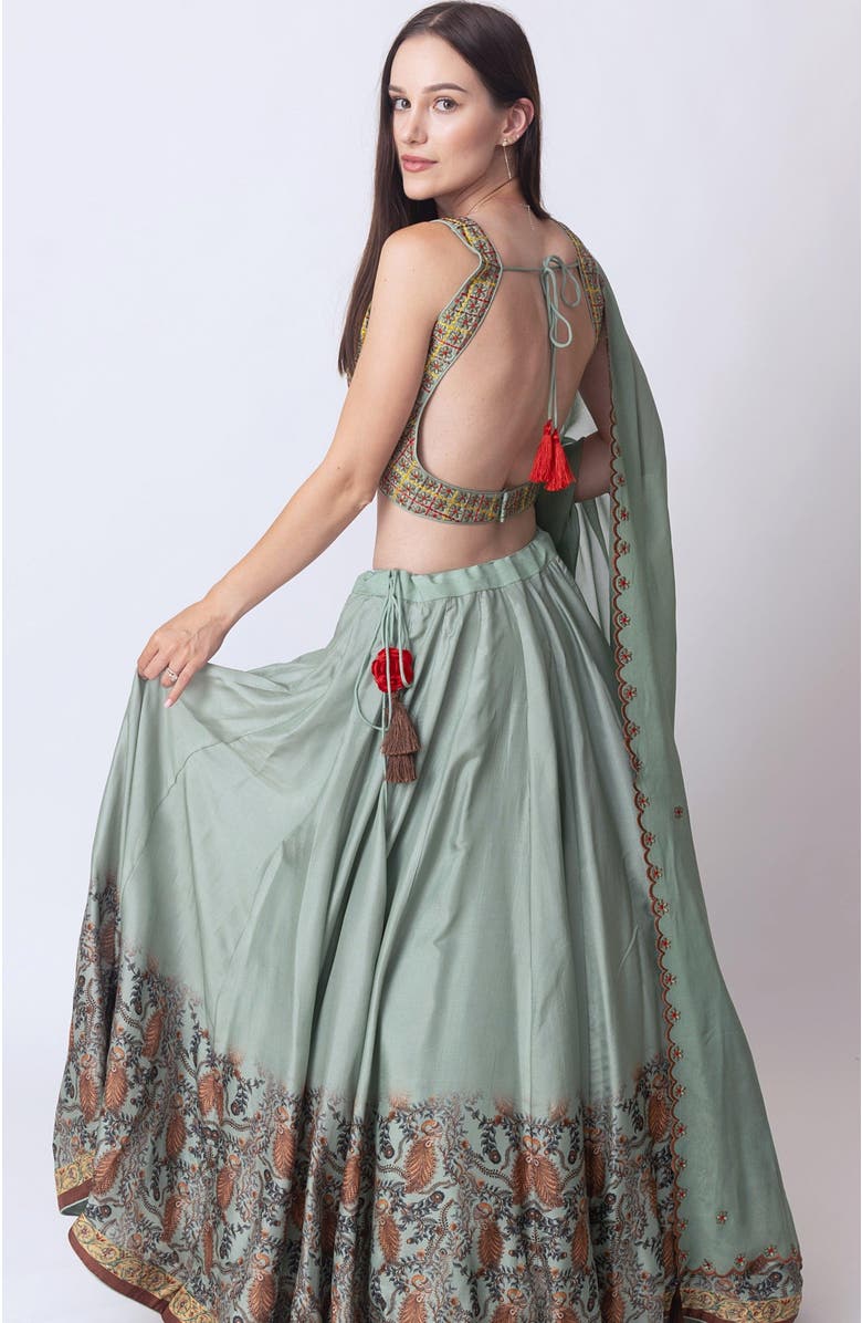 RAAS Ramone Full Flare Lehenga Choli, Alternate, color, Pistachio Green