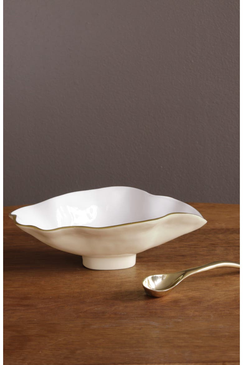 Encanto Claire Small Oval Bowl with Spoon, Alternate, color, Cream , White and Gold