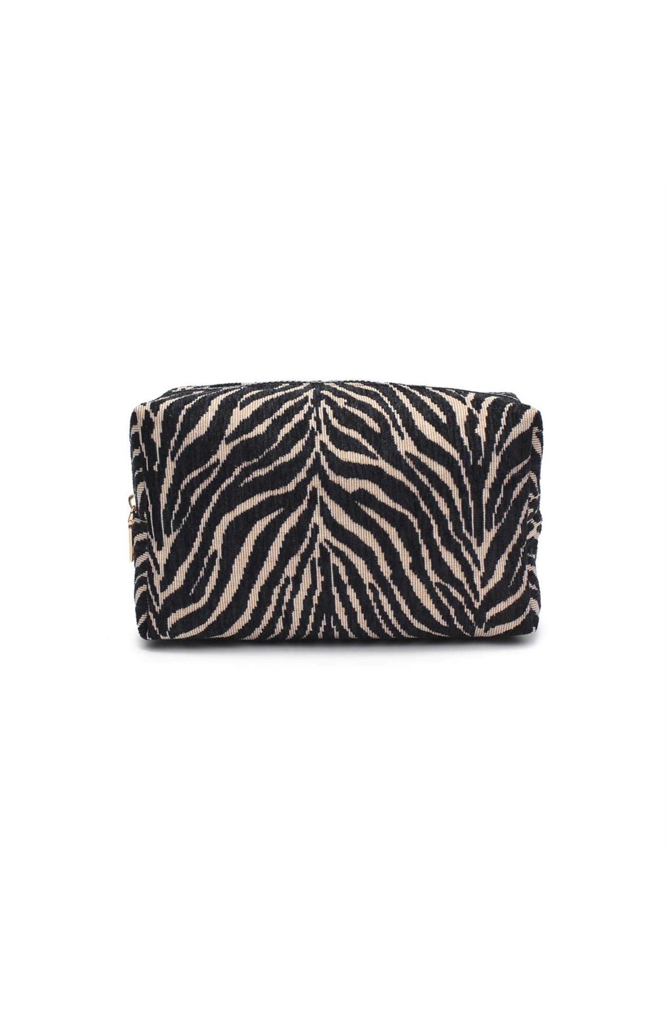 Zebrini Cosmetic & Travel Organizer Pouch, Main, color, Natural Black