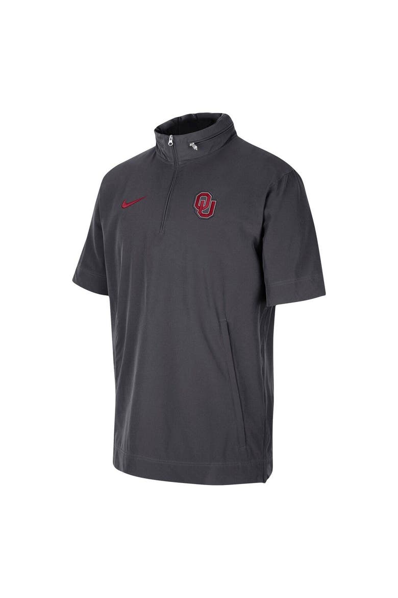Men's Nike Anthracite Oklahoma Sooners Coaches Half-Zip Short Sleeve Jacket, Alternate, color, Anthracite