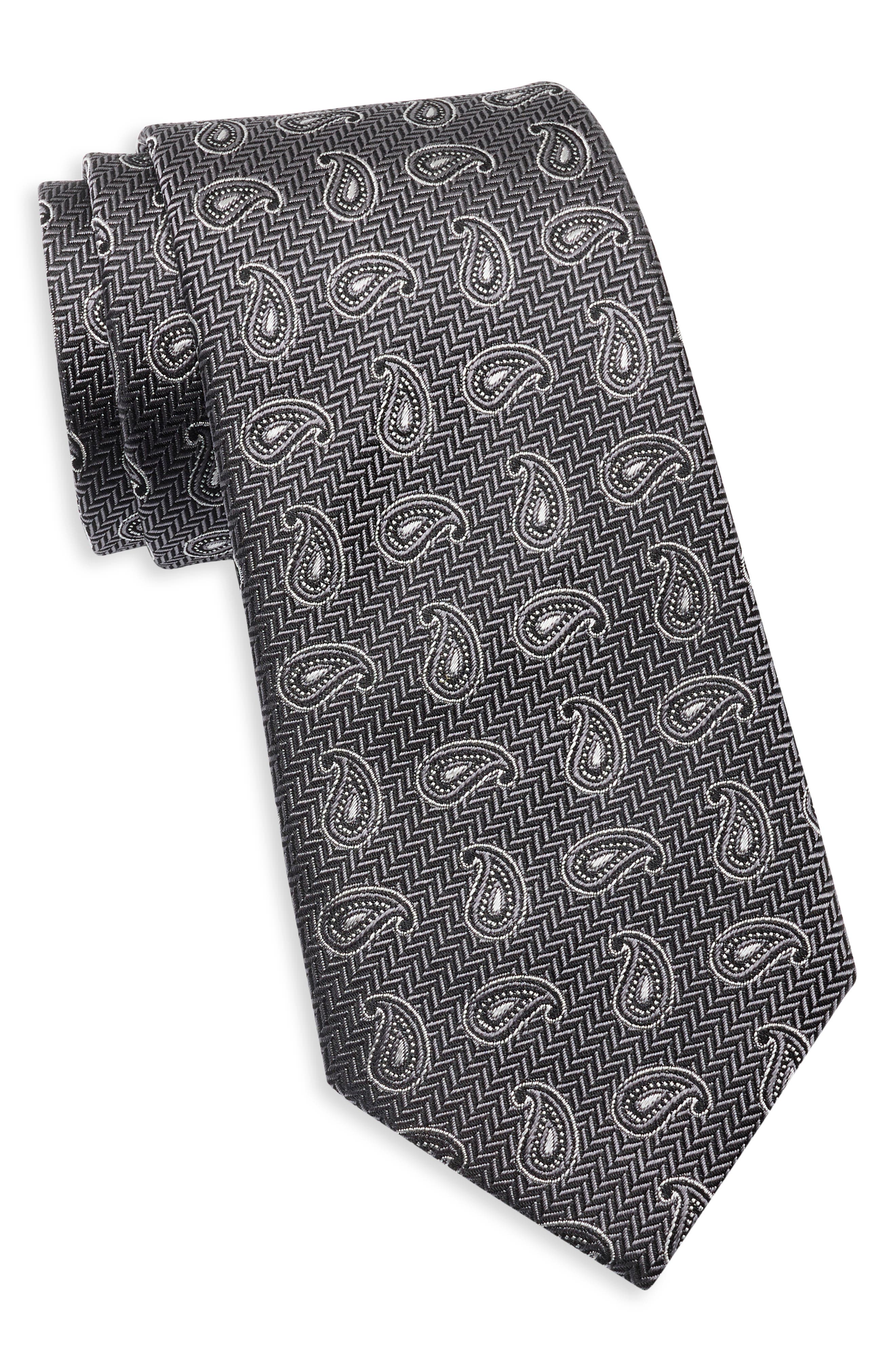 Duchamp Paisley Print Silk Tie