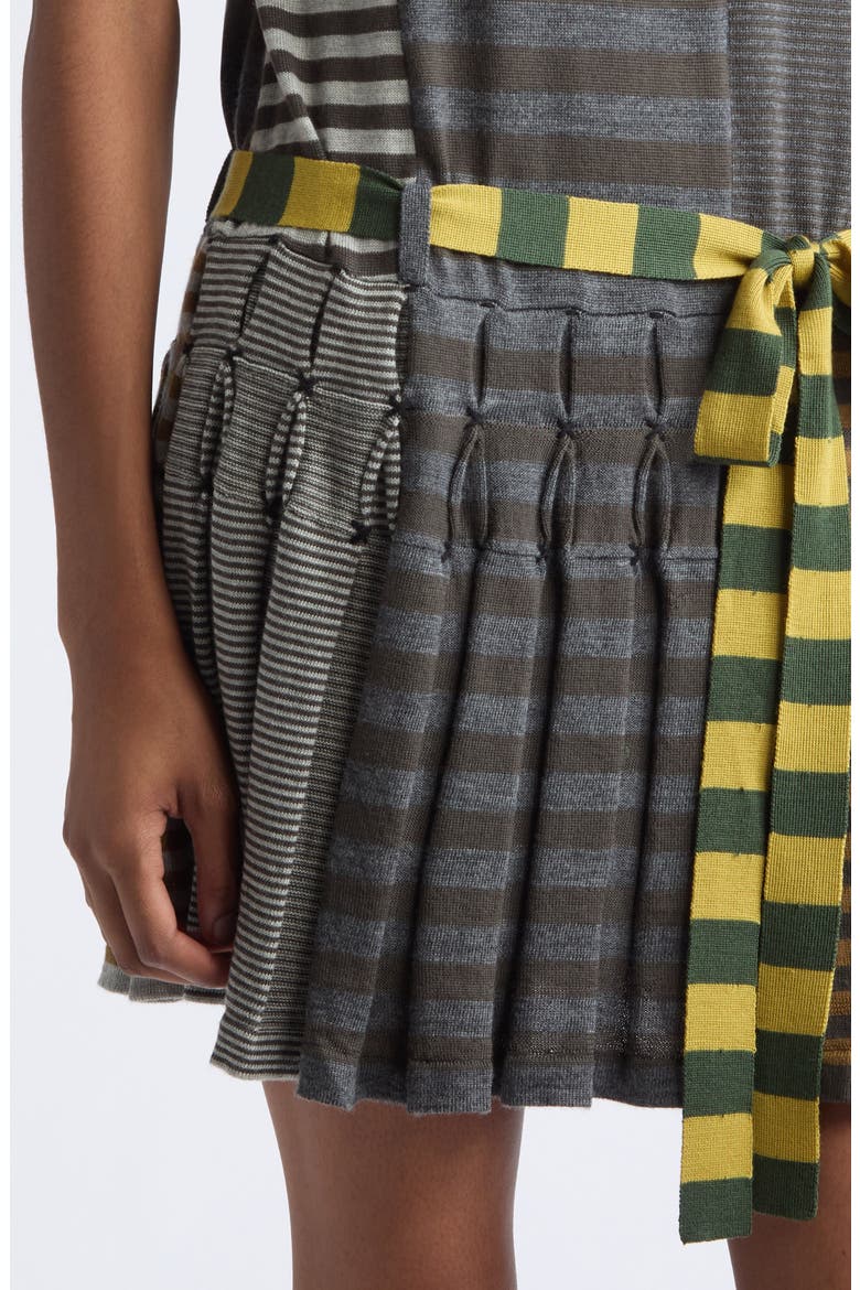 Mismatch Sleeveless Polo Merino Wool Dress, Alternate, color, GREY MULTI