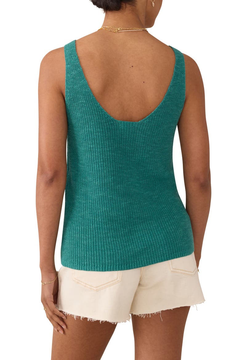 Miramar Linen & Organic Cotton V-Neck Sweater Tank, Alternate, color, DEEP JUNGLE