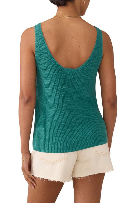 Faherty Miramar Linen & Organic Cotton V-neck Sweater Tank In Green
