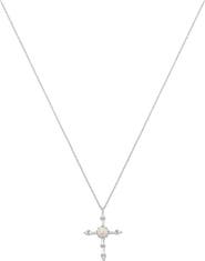 Bearfruit Jewelry 14k Gold Plated Opal Cross Necklace Faith Delicate Sentimental Design
