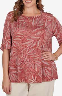 Puff Print Tie Cuff Top