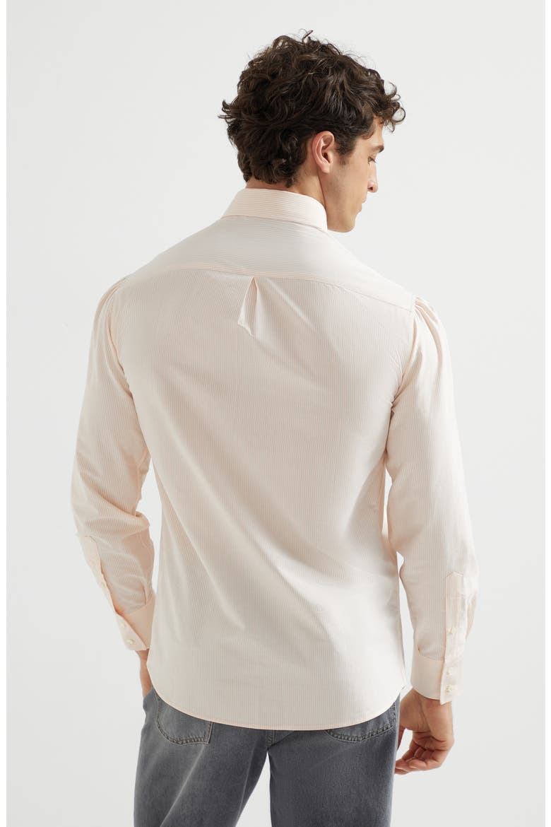 Striped poplin shirt, Alternate, color, Melon
