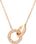 Pre-Owned Cartier Love Interlocking Pave Necklace 18K Rose Gold and Diamonds