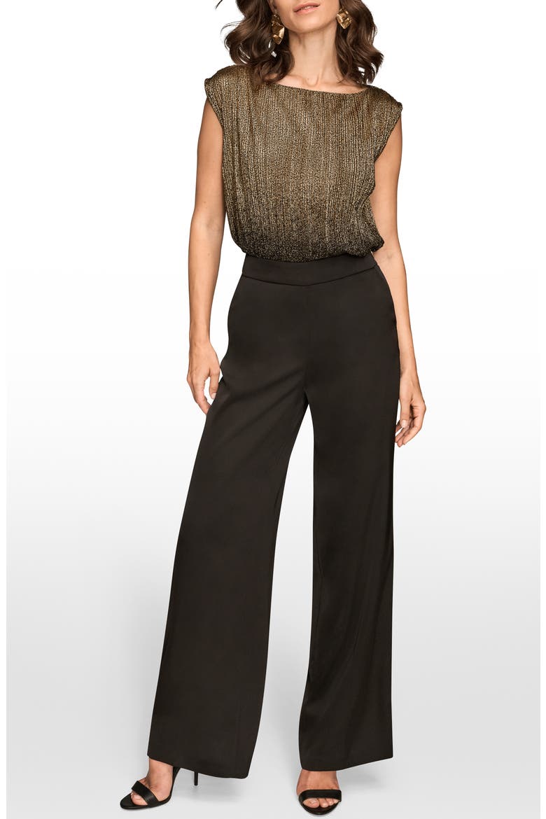 Wide Leg Charmeuse Pants, Alternate, color, BLACK