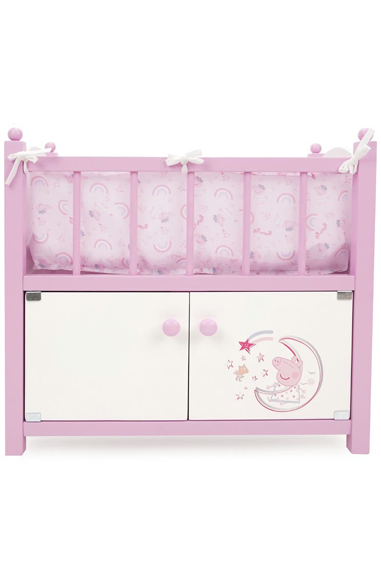 Peppa Pig 2-In-1 Wooden Doll Crib, Main, color, Multicolored