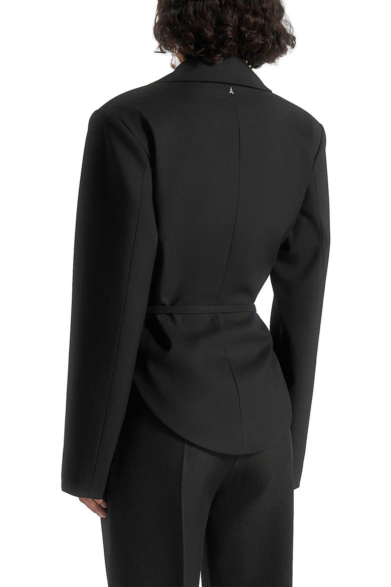 Yuna Plunge Tailored Blazer With Belt, Alternate, color, Black