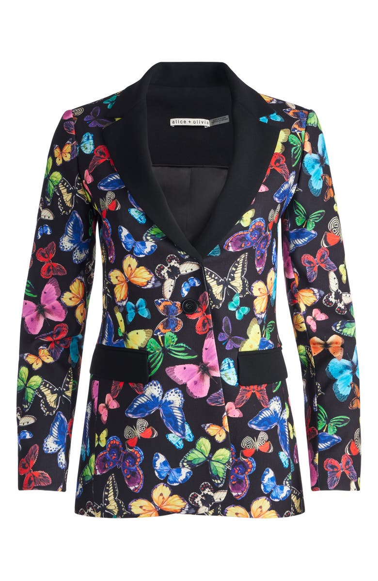 Alice + Olivia Macey Butterfly Print Blazer, Alternate, color, 