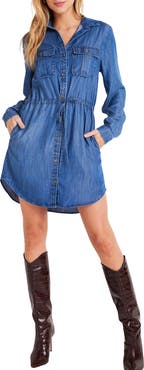Bella Dahl Utility Long Sleeve Drawstring Waist Shirtdress