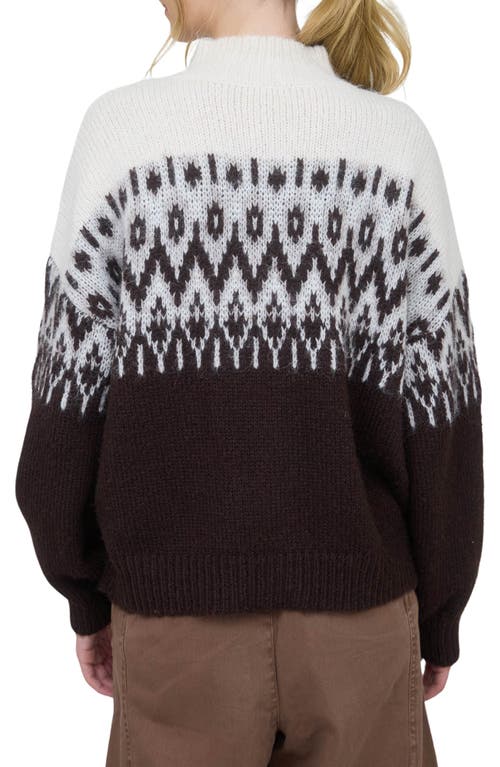 Blu Pepper Fair Isle Zip Cardigan In Brown