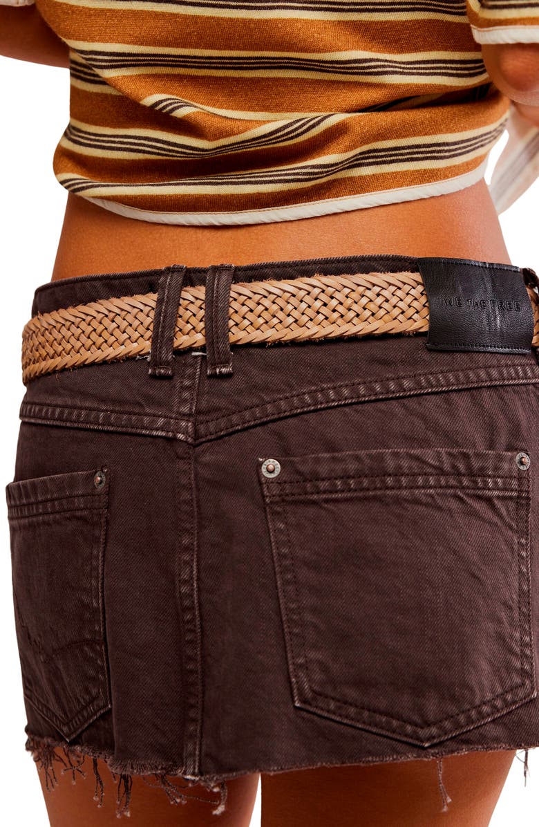 Free People Lainey Cutoff Miniskirt, Alternate, color, Chocolate