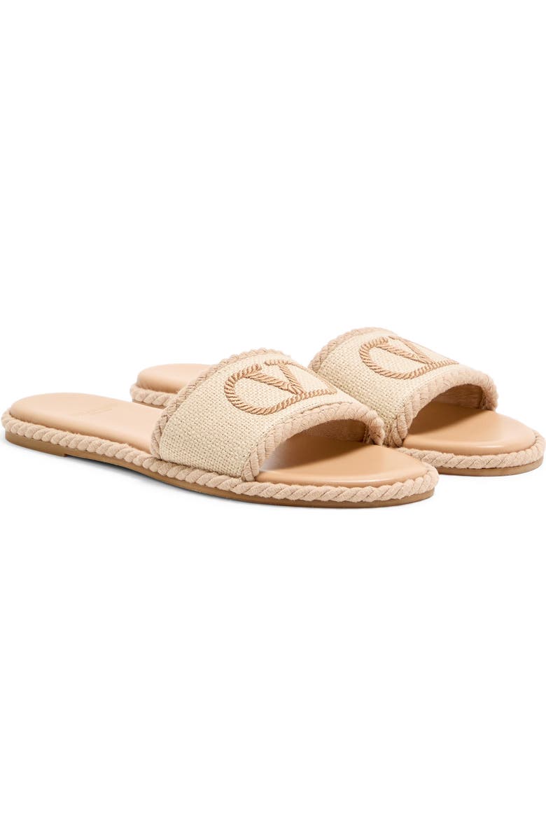 Valentino Garavani VLOGO Torchon Flat Espadrille Slide Sandal, Main, color, Beige