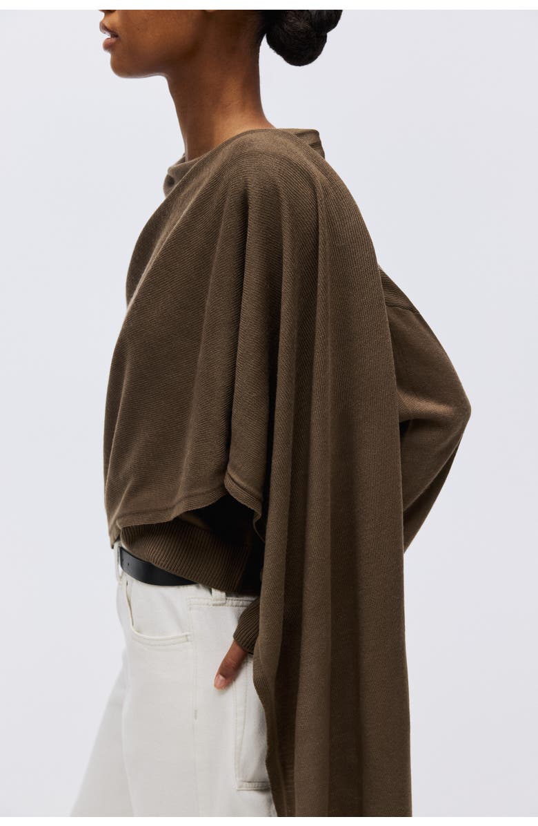 H&M Scarf-detail Jumper, Alternate, color, Dark Taupe