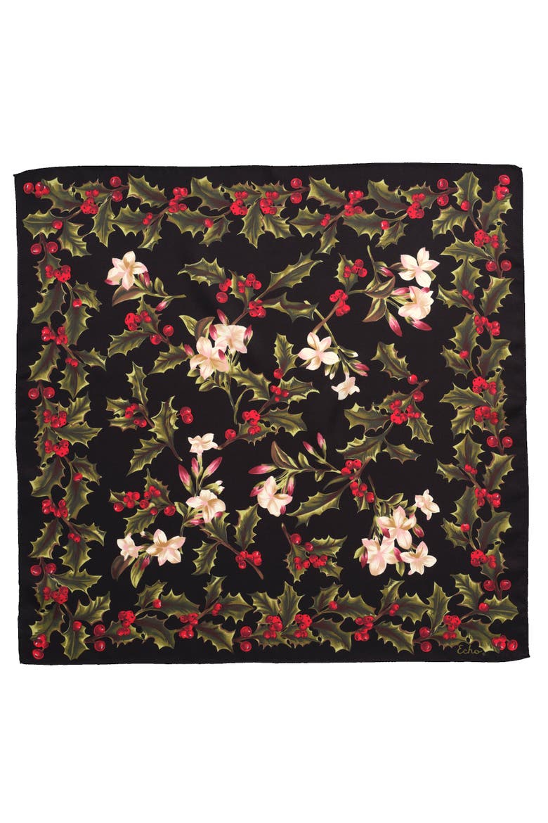 Holly Silk Bandana, Alternate, color, Black