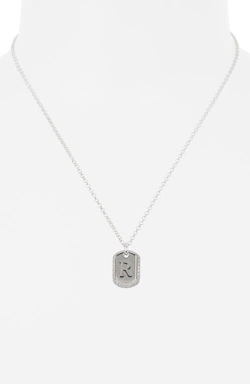 Meshmerise Diamond Initial Dog Tag Pendant Necklace In White-r
