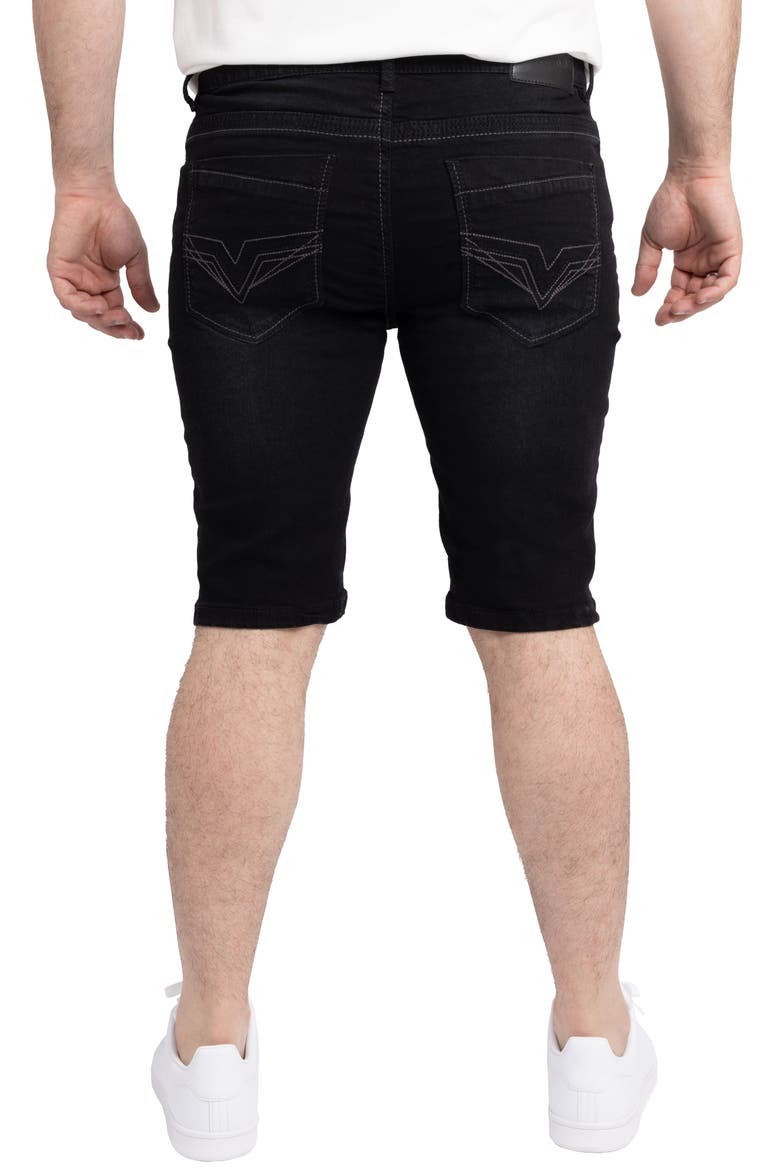 Cultura Saddle Stitch Straight Leg Denim Shorts, Alternate, color, BLACK WASH